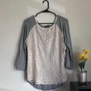 <Market & Spruce> Gray lace top
